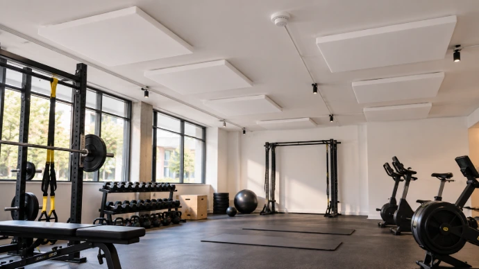 amélioration du confort acoustique d'une salle de sport grâce à des panneaux en mousse de mélamine